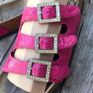 Birkenstock Betula 40 pink faux snake skin glitz